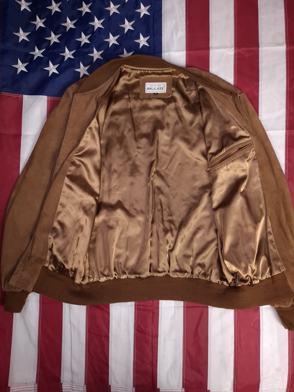 90's 국내산 빅게이트 리얼램스킨레더 스웨이드 봄버자켓 상품이미지4
