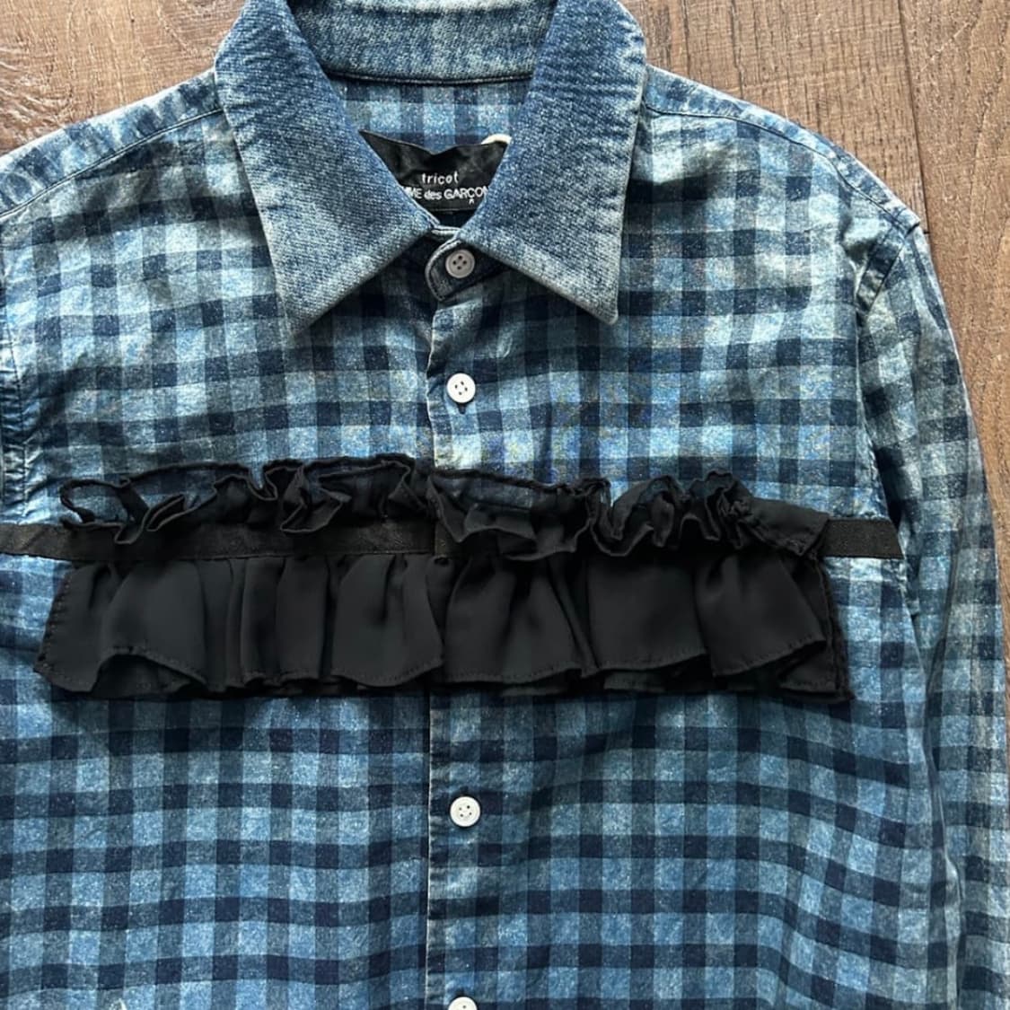 꼼데가르송 트리콧 15FW Washed Check Frill 셔츠 상품이미지2