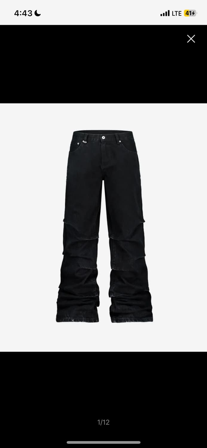 슬로우애시드 턱 플레어 데님 팬츠 L 상품이미지1