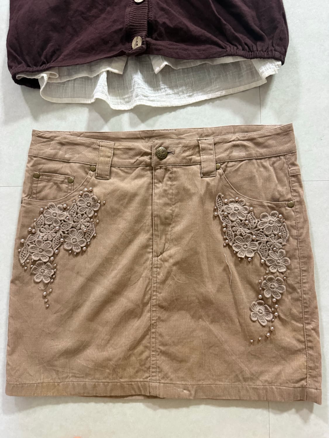 브라운 스커트 + 니트 가디건 세트 / 모리걸 세트 / 페어리 / 하구미 상품이미지4