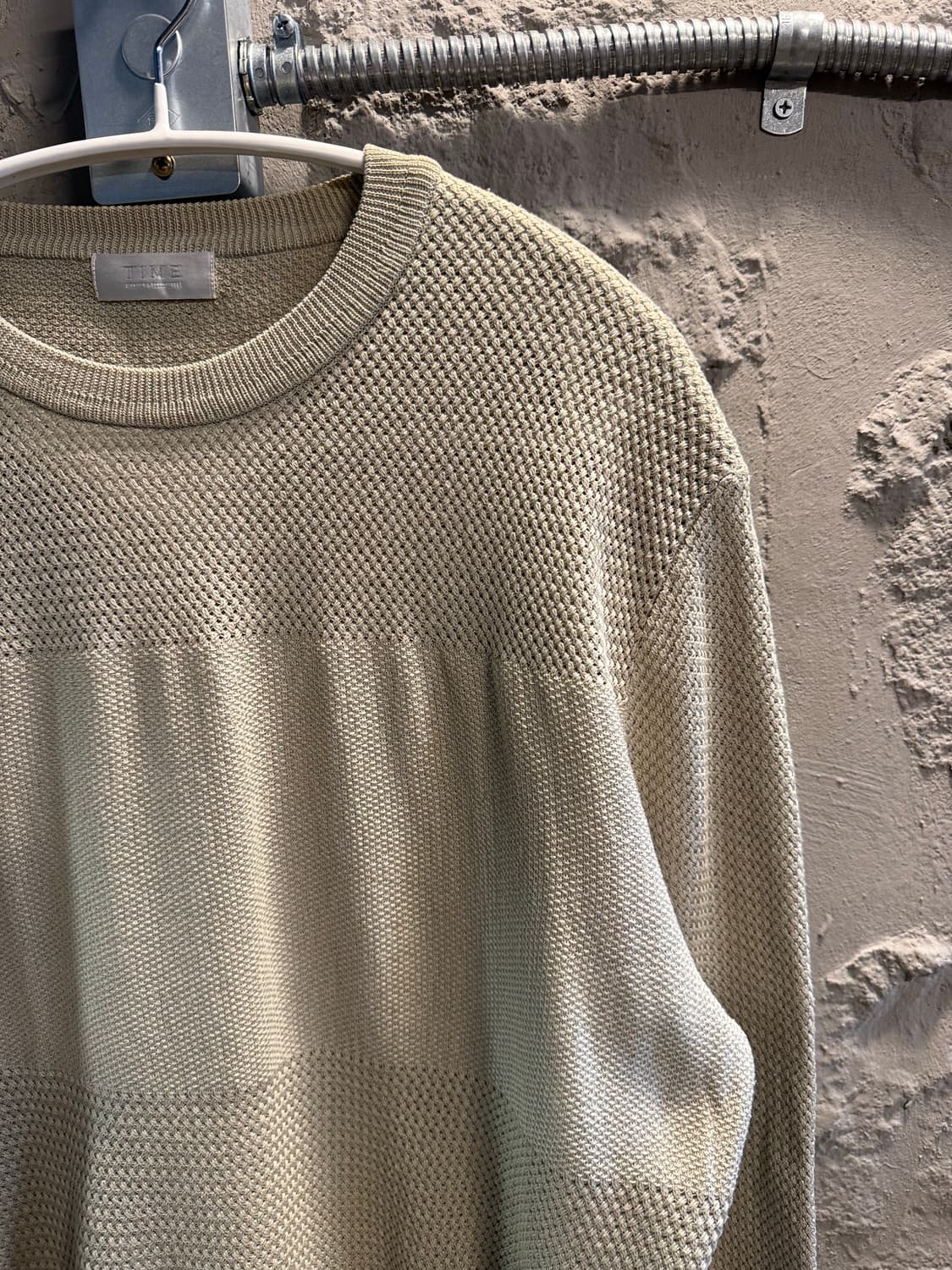 100 타임 TIME 텍스처 니트 라운드 니트 녹차 그린 상품이미지3