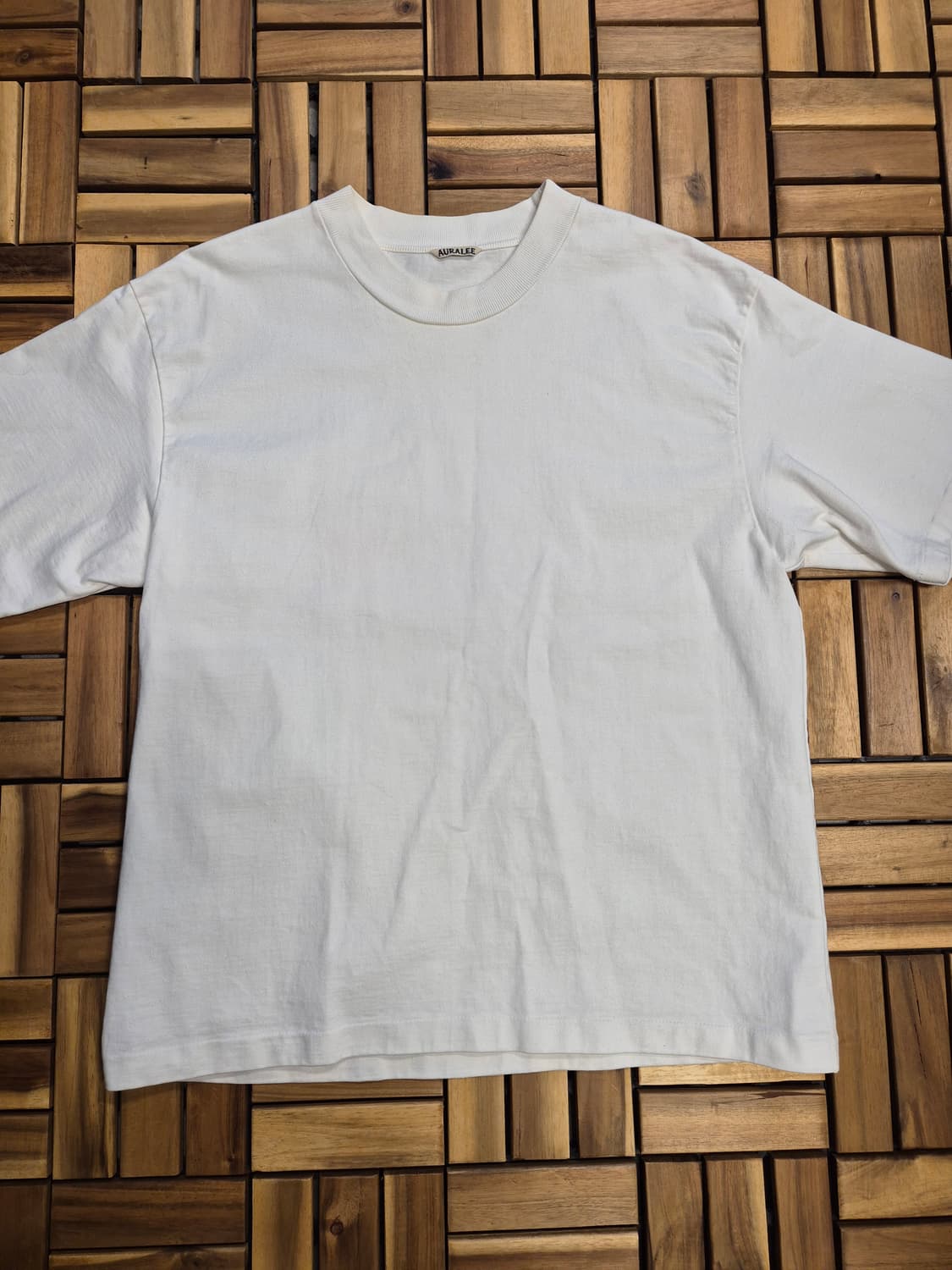 Auralee 오라리 스탠드업 반팔 티셔츠 화이트 상품이미지1