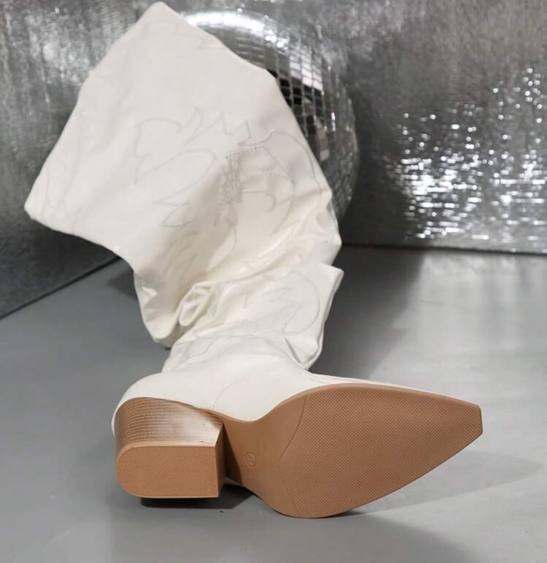 돌스킬 카우보이 싸이하이 부츠 화이트 40 상품이미지6