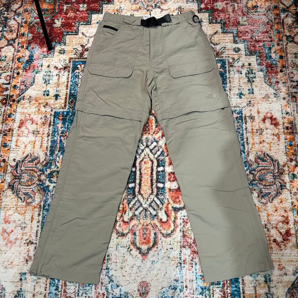 [S] 00s 노스페이스 벨티드 나일론 컨버터블 팬츠 카키 베이지  상품이미지1