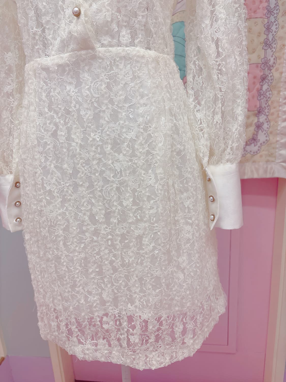 화이트 레이스 셔츠 카라 미니 원피스 상품이미지3