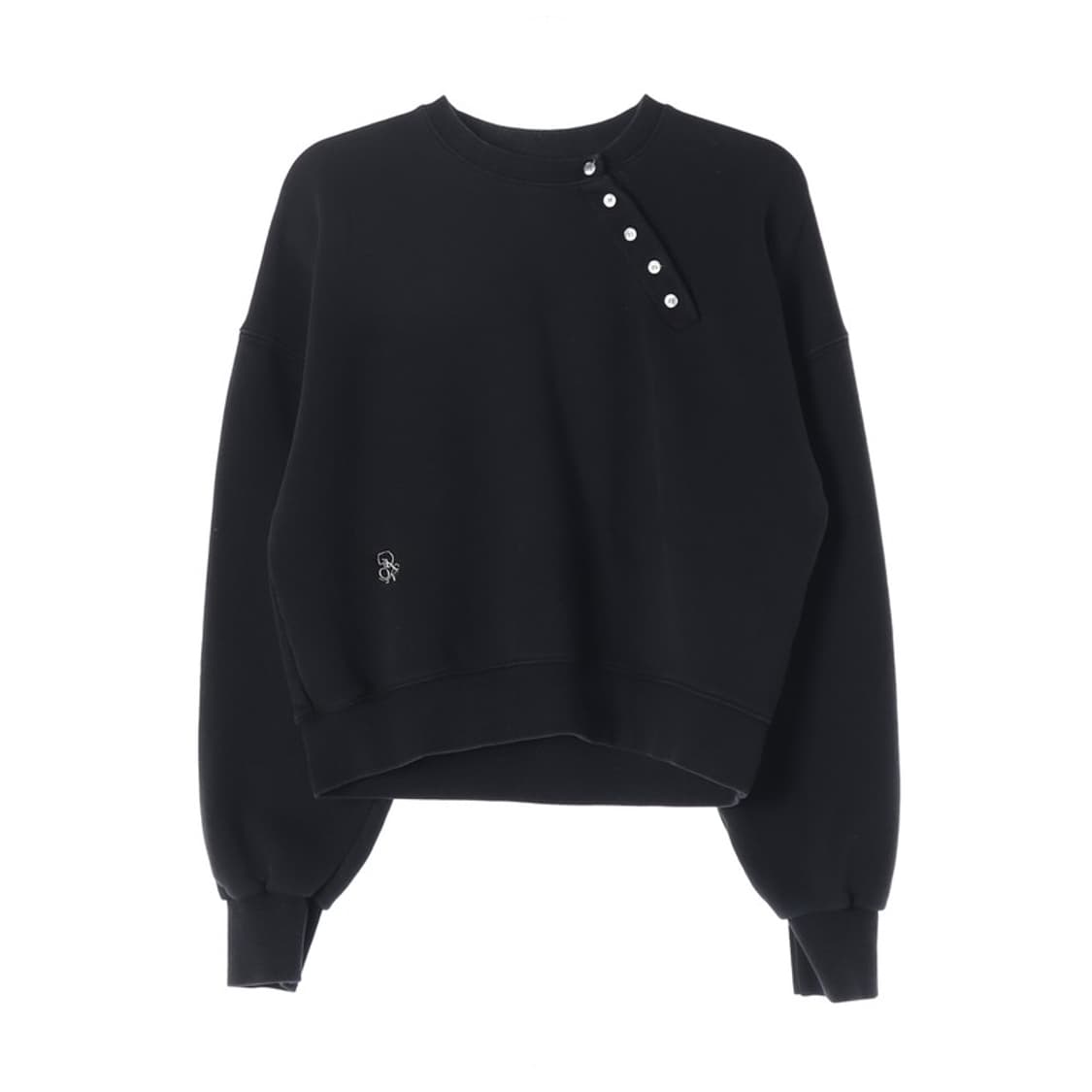 RONRON 사선 버튼 디테일 스웻셔츠 블랙 F 상품이미지1