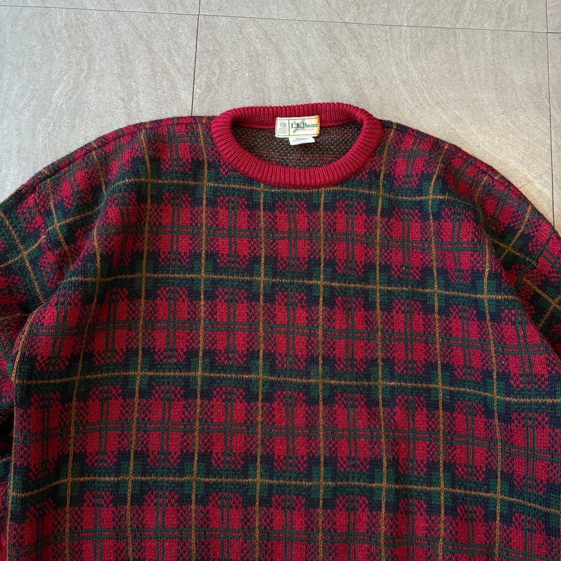 80s L.L.bean 80년대 미국 생산 엘엘빈 체크 플란넬 울 니트 상품이미지2