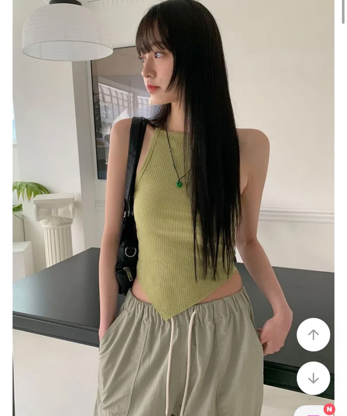 보크어 컷팅 언발 슬림 홀터넥 나시 (오렌지) 상품이미지1