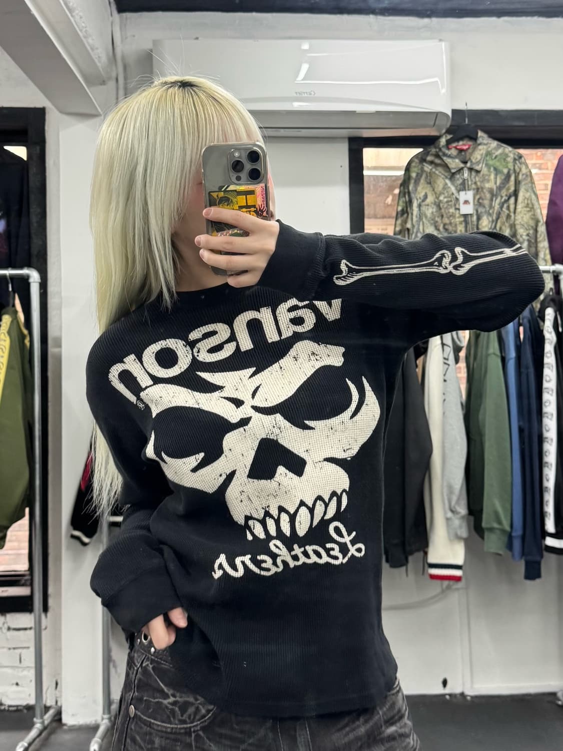 밴슨 레더 스컬 와플 롱슬리브 상품이미지5