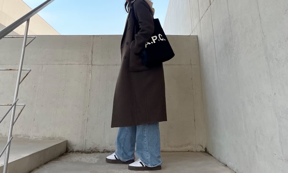 아페쎄 코듀로이 에코백 네이비 상품이미지2