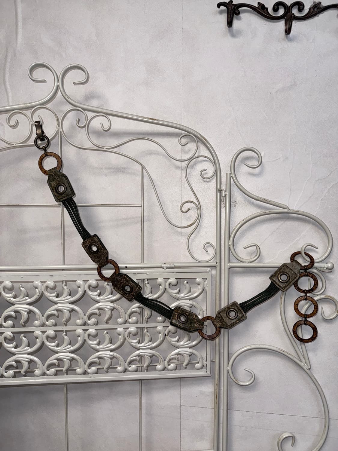 Khaki brown wood strap chain belt 상품이미지1