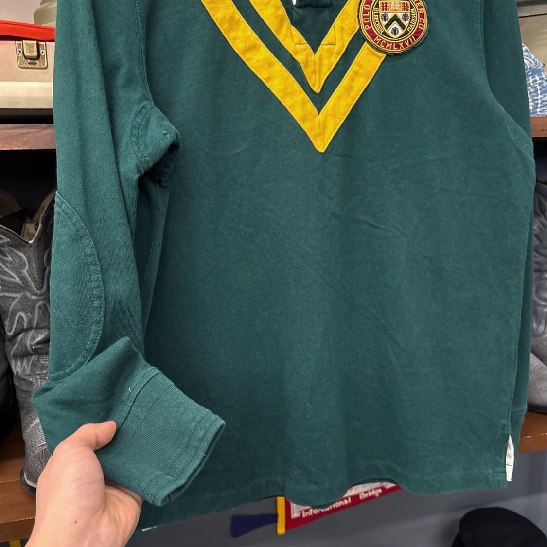 90s 폴로 랄프로렌 V-쉐브론 스트라이프 프레피 와펜 럭비티 N807 상품이미지4