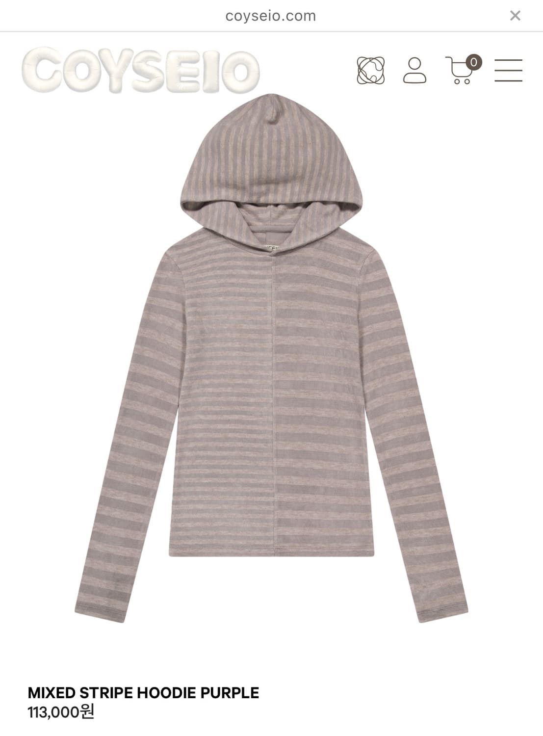 코이세이오 MIXED STRIPE HOODIE PURPLE 상품이미지1