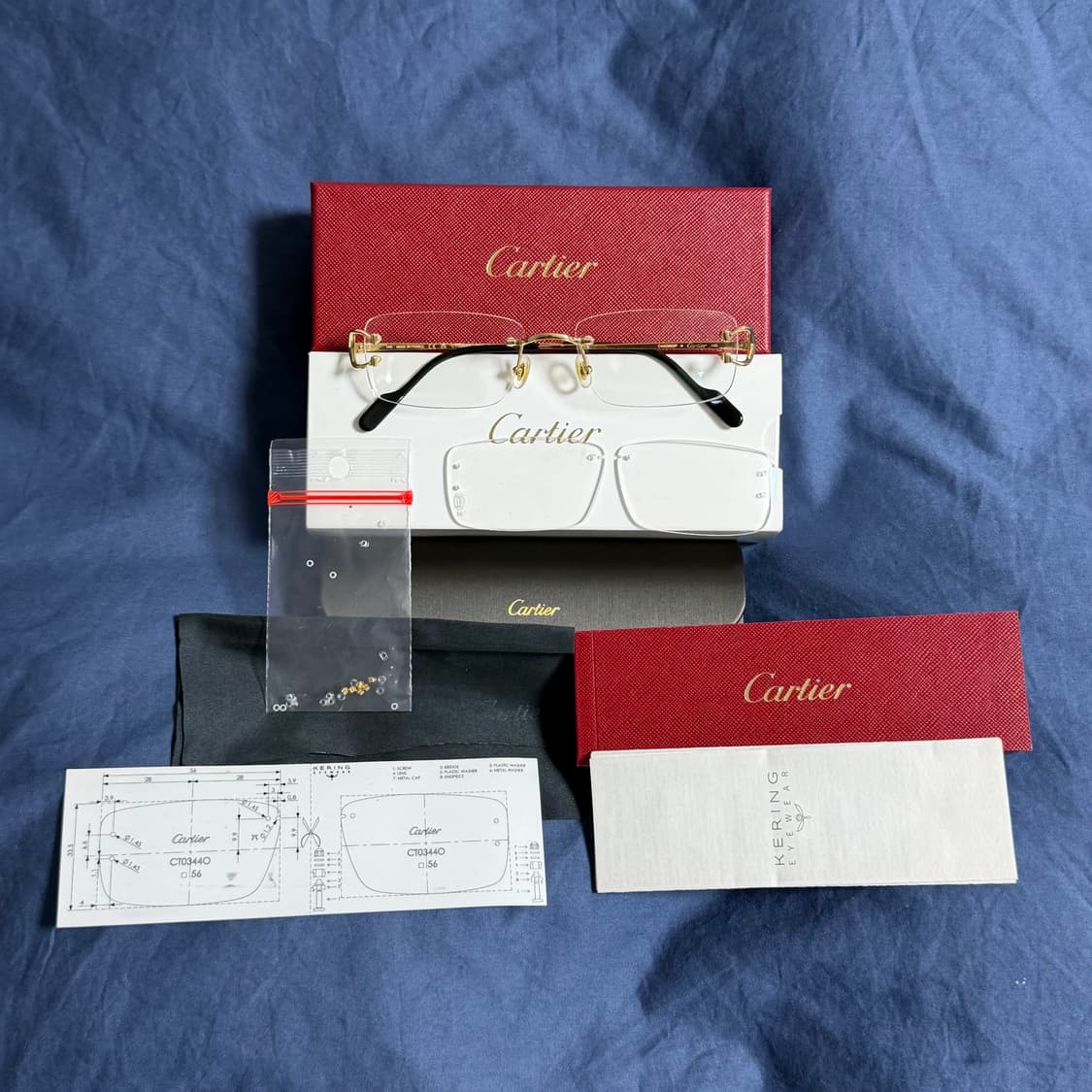 (OS) Cartier 까르띠에 C 데코 무테 안경 금장 상품이미지9