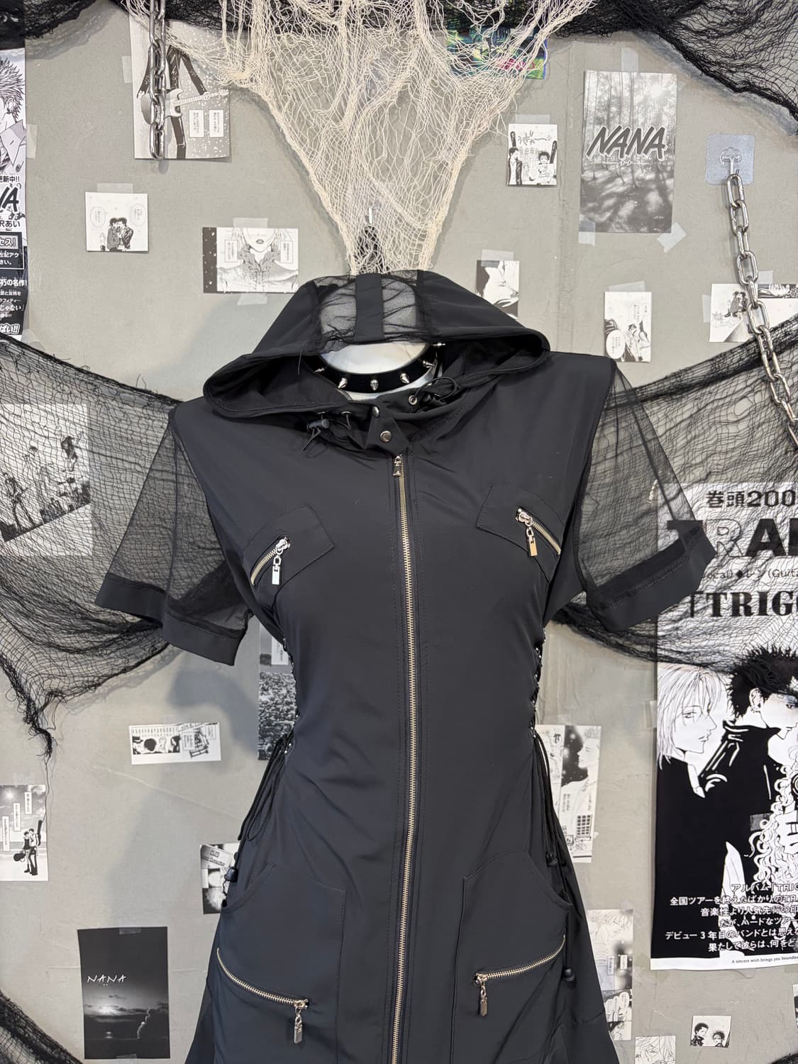 Gothic Utility eyelet  hoodie one piece 상품이미지8
