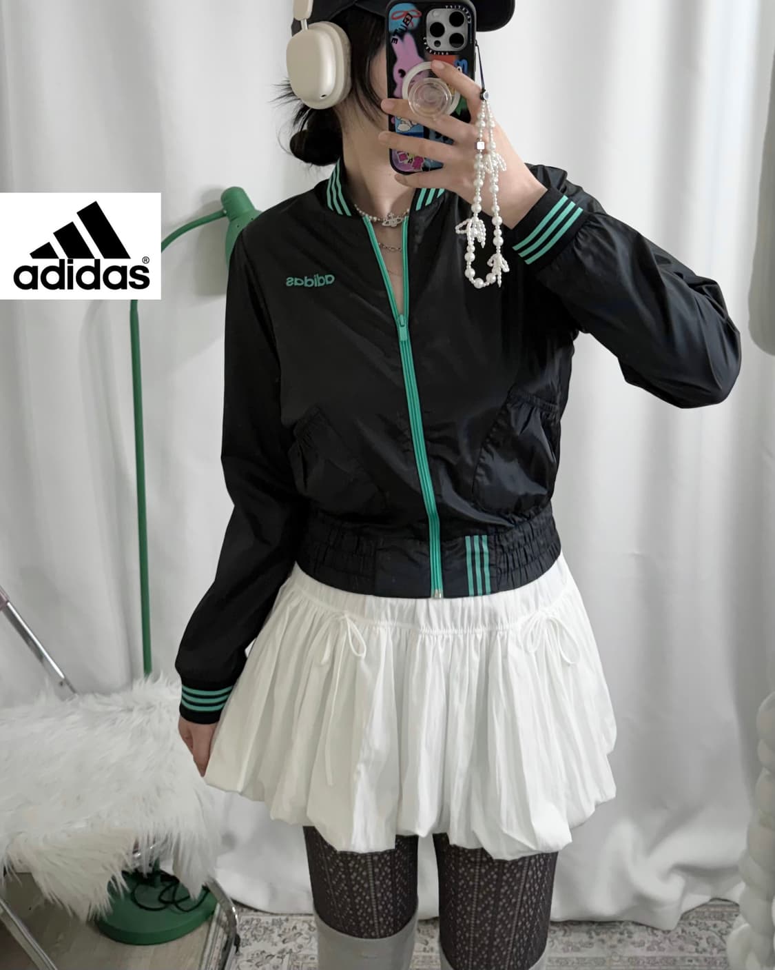 아디다스 블랙 & 민트 바람막이 집업 자켓 상품이미지1