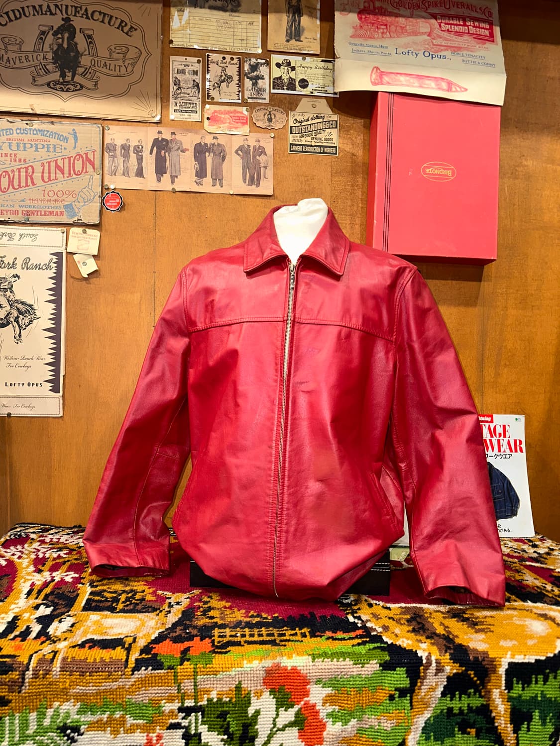 ( L ) 런던포그 가죽자켓 레더자켓 빈티지가죽 빨강가죽 레드가죽 상품이미지1