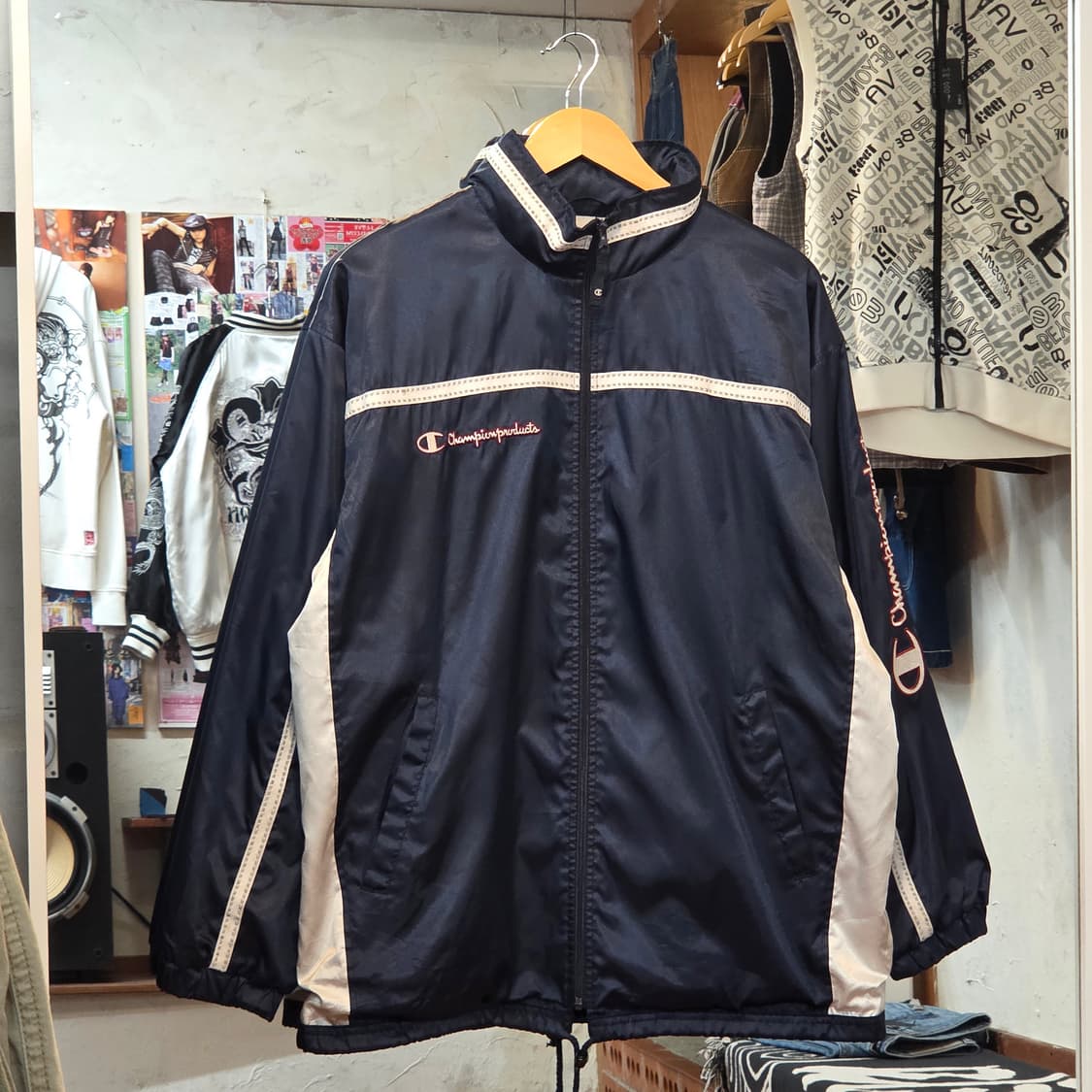 JPN 챔피온 네비이 사이드 라인 바람막이 자켓 상품이미지2