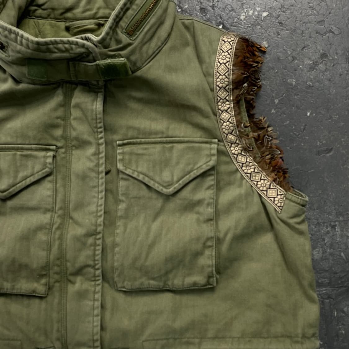 100 데님 앤 서플라이 랄프로렌 사우스 웨스턴 깃털 조끼  상품이미지2