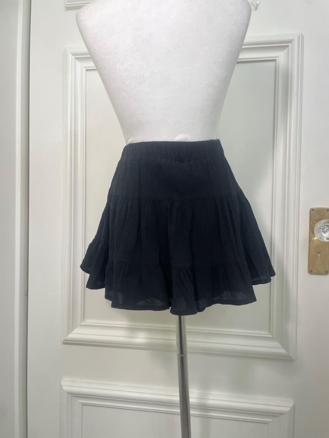 black cotton tiered mini banding skirt 상품이미지4