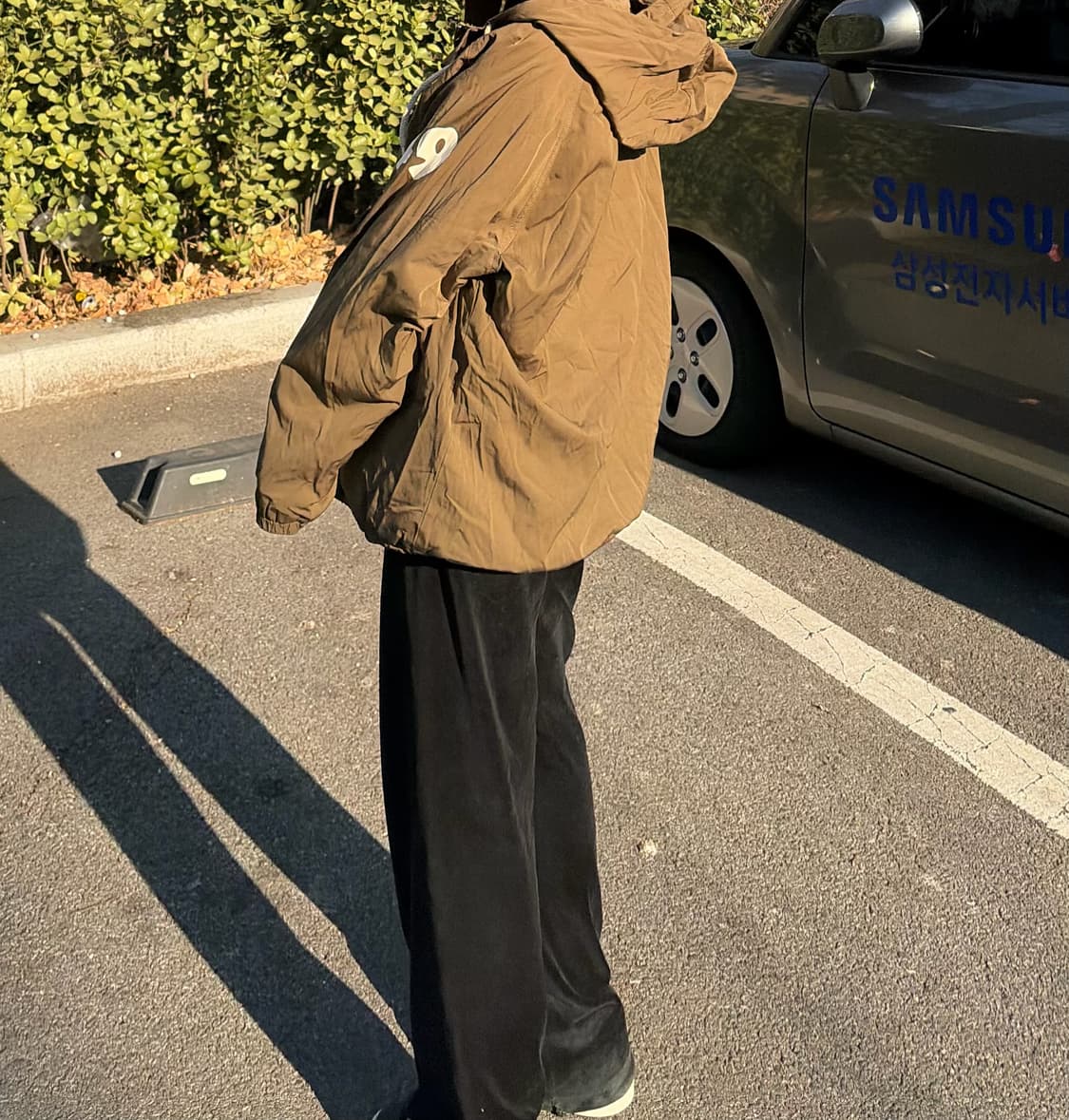 후아유 카키 y2k 기모 후드 반집업(L) 상품이미지9