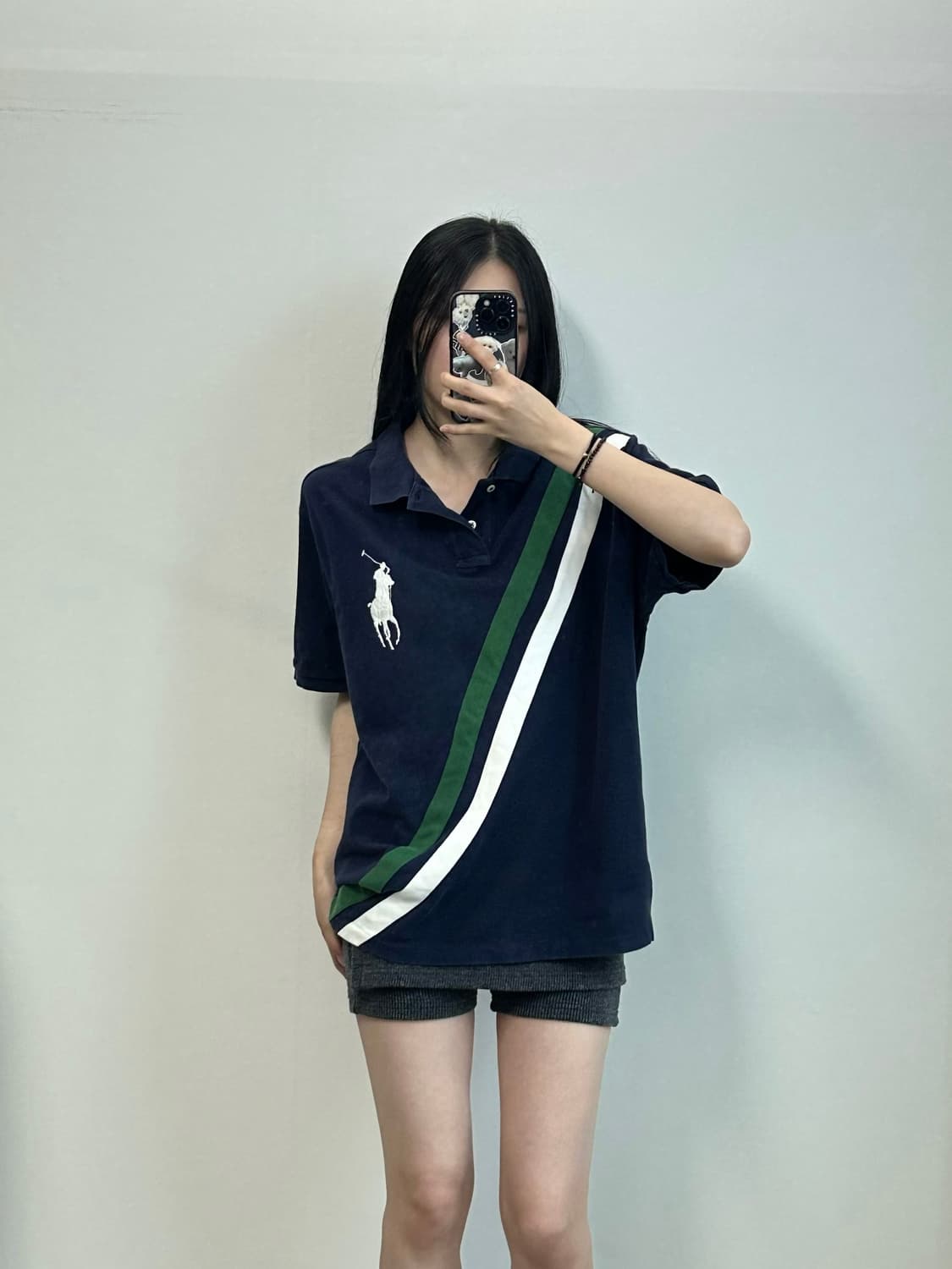 폴로 랄프로렌 빅포니 네이비 피케 반팔 카라 티셔츠 상품이미지1
