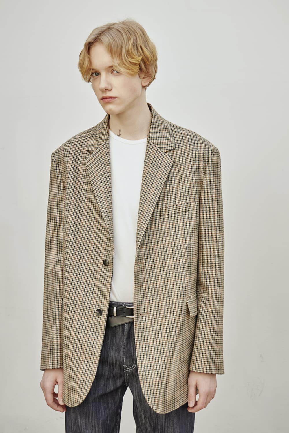 글로즈스튜디오 오버핏 커프스 벤트 체크 자켓 상품이미지3