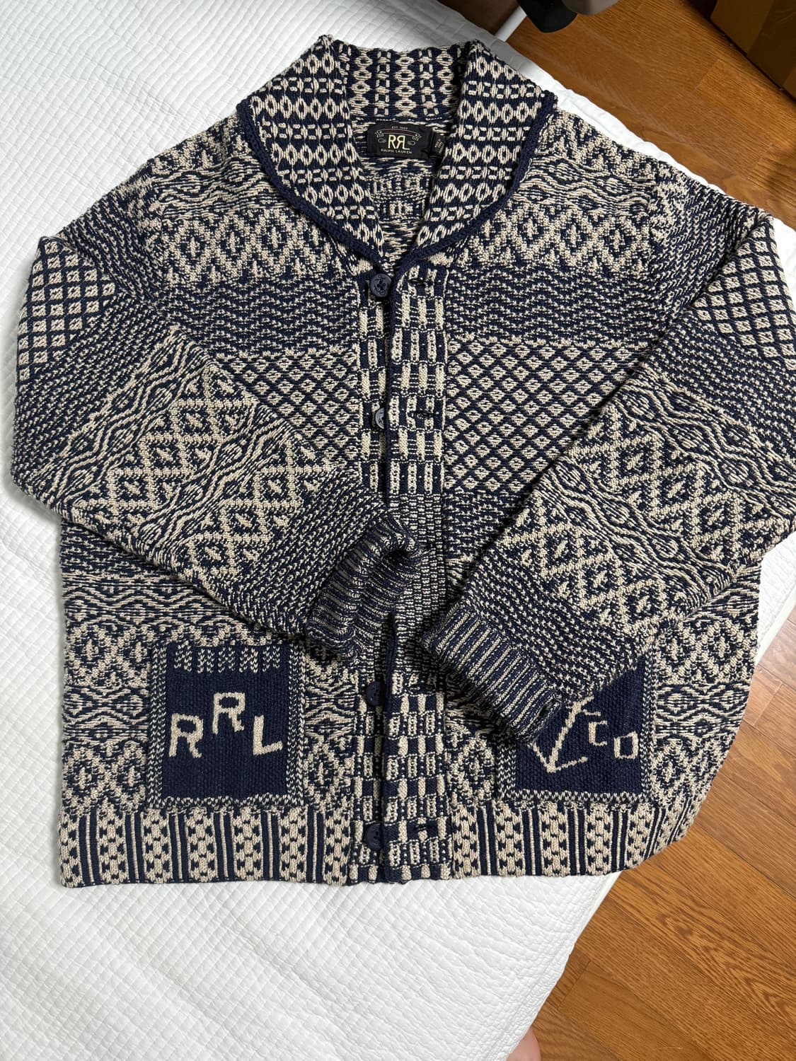 [XL] 더블알엘 RRL 린넨 코튼 울 숄카라 가디건 새상품 상품이미지2