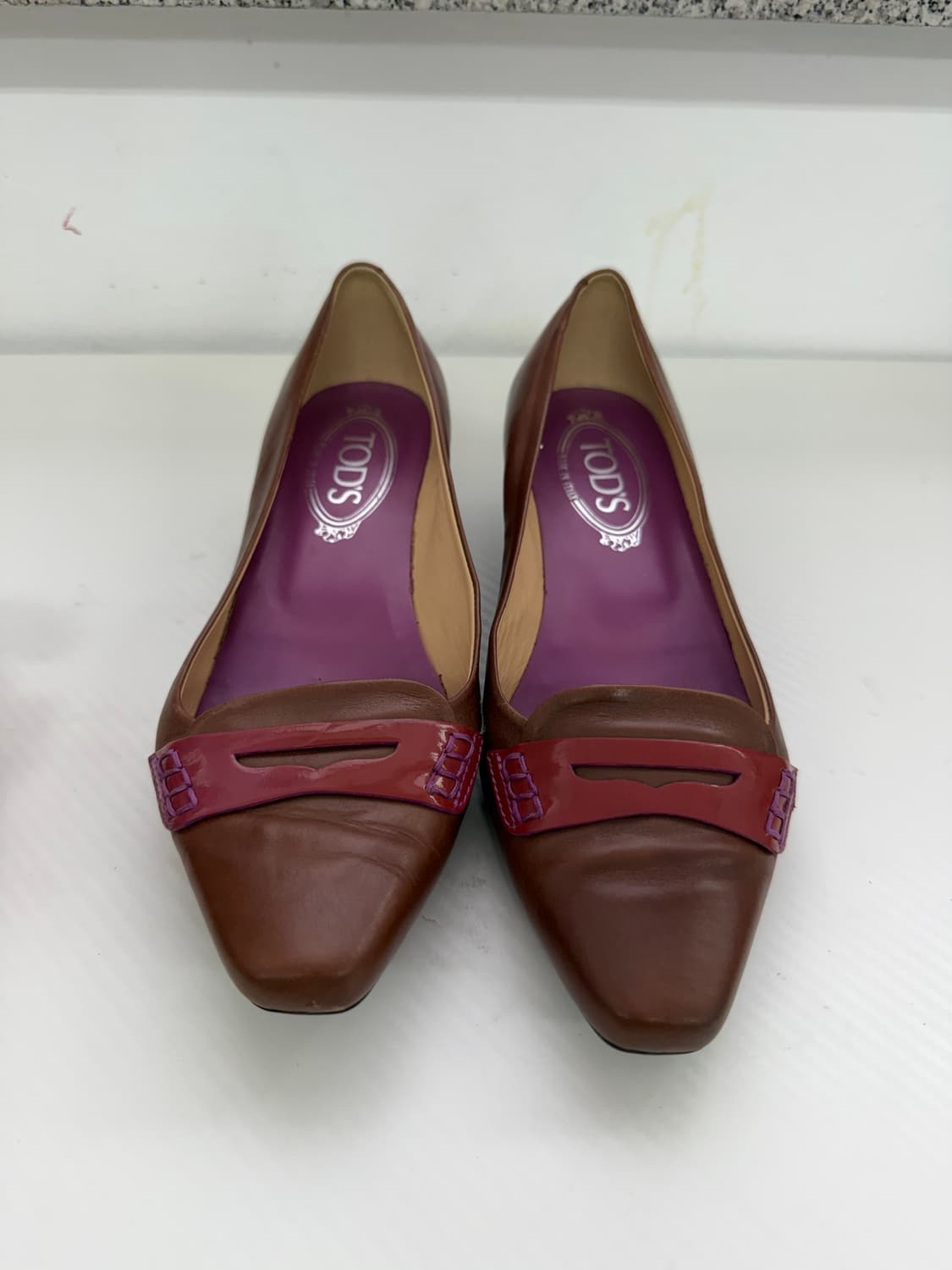 정품) TODS 토즈 브라운 플랫 슈즈 37 상품이미지1