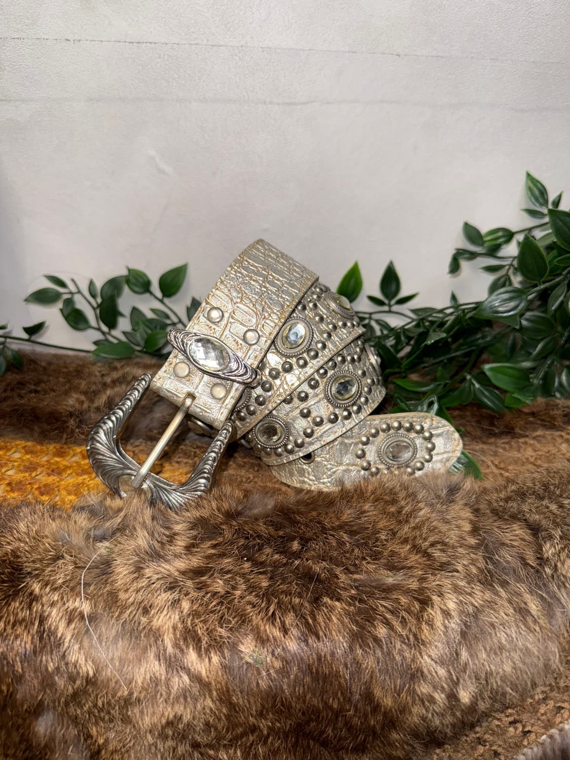 Silver python cubic stud buckle belt 상품이미지1