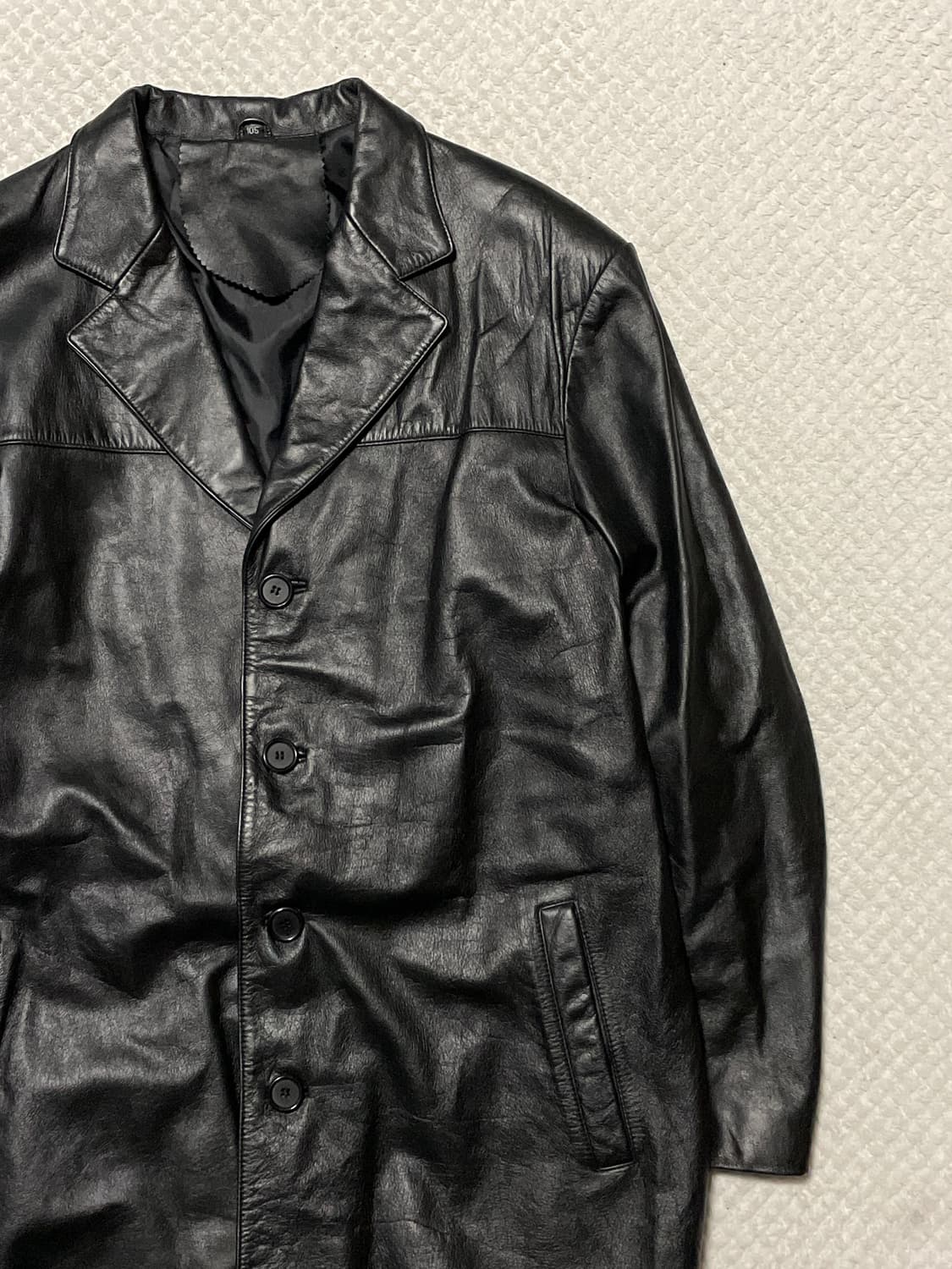 웨스턴 무드 램스킨 양가죽 4버튼 레더 카코트 상품이미지4