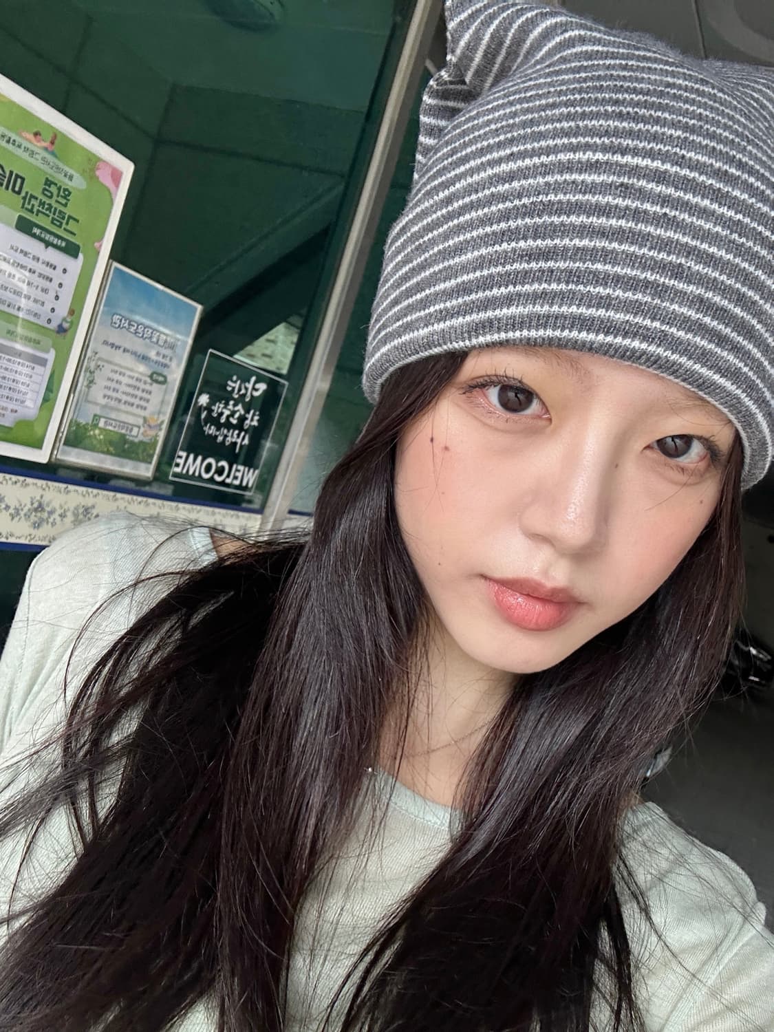 Twist rabbit yarn beanie / black & grey 상품이미지7