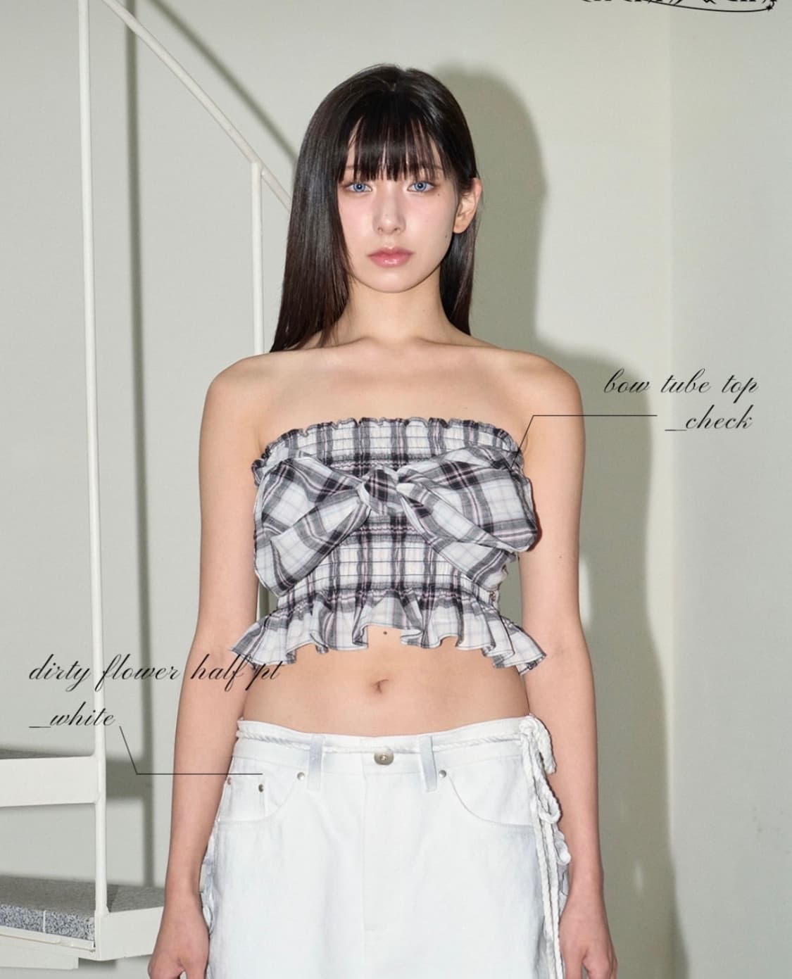 체리퀴리 체크 튜브 탑 상품이미지1