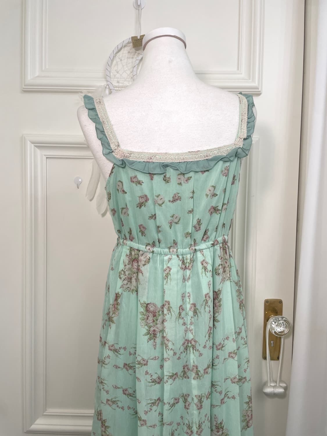 AXES FEMME mint lace trim flower long op 상품이미지4