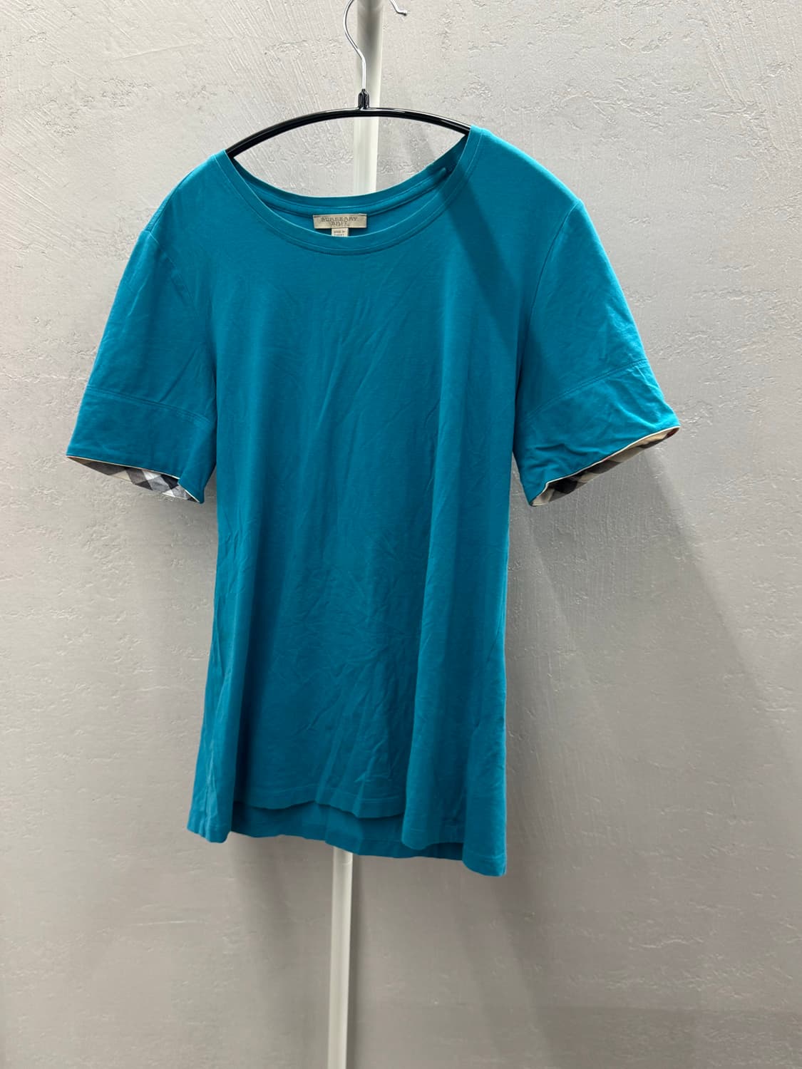 버버리 터쿼이즈 반팔 티셔츠 체크 소매 L 상품이미지2