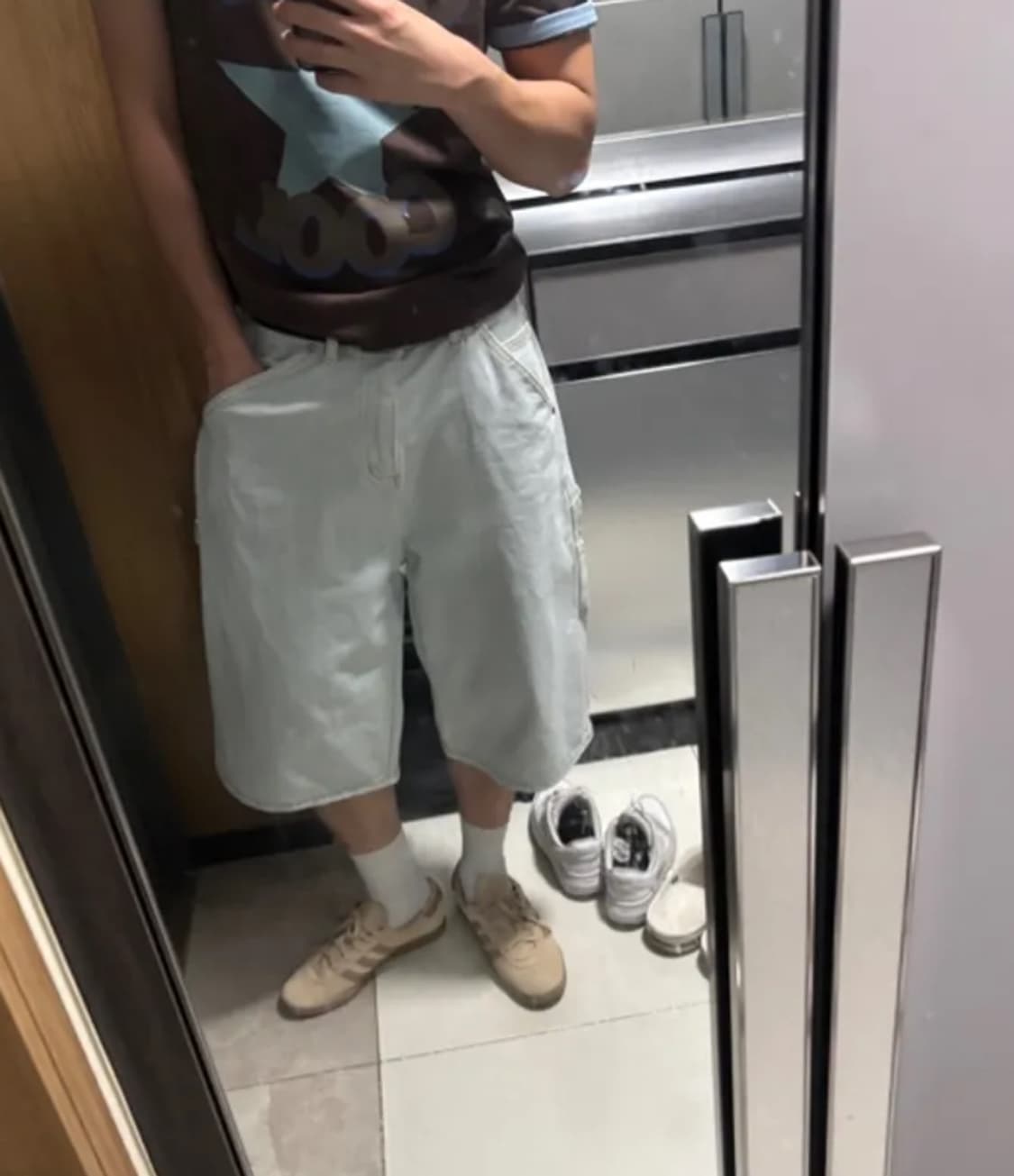 스웨이드 데님 쇼츠 상품이미지1