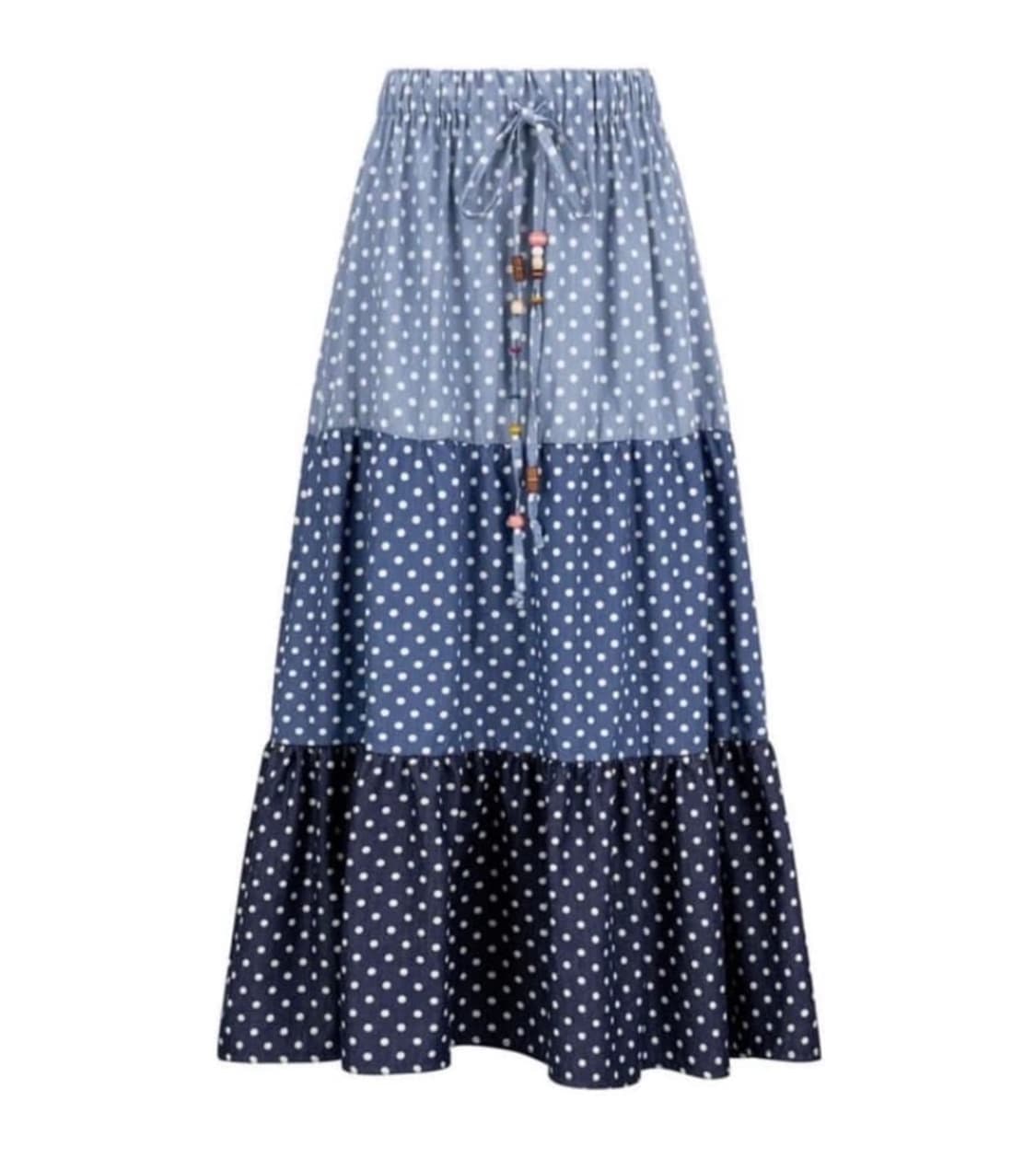샵페어리 [F.E.E.S] dot denim tiered skirt  상품이미지2
