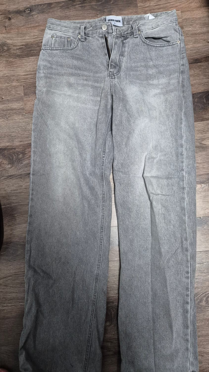 네츄럴 브러쉬 와이드 데님 팬츠 그레이 스케이터락  M 상품이미지2