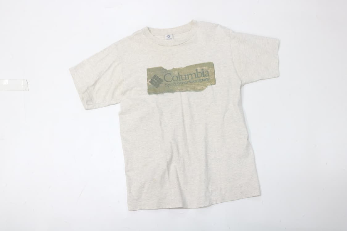  콜롬비아 90s USA제 빈티지 우드 블록 로고 오트밀 티셔츠 (M) 상품이미지3
