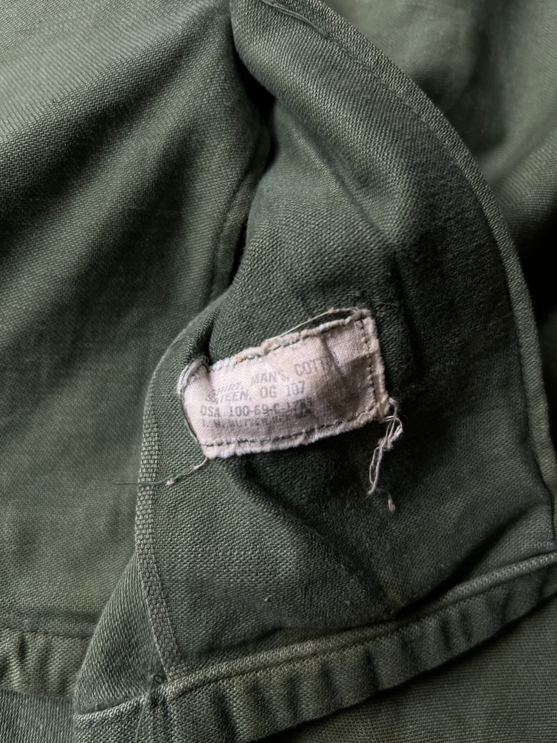 [M]60's 오리지널 U.S ARMY OG-107 더티워싱 셔츠 상품이미지8