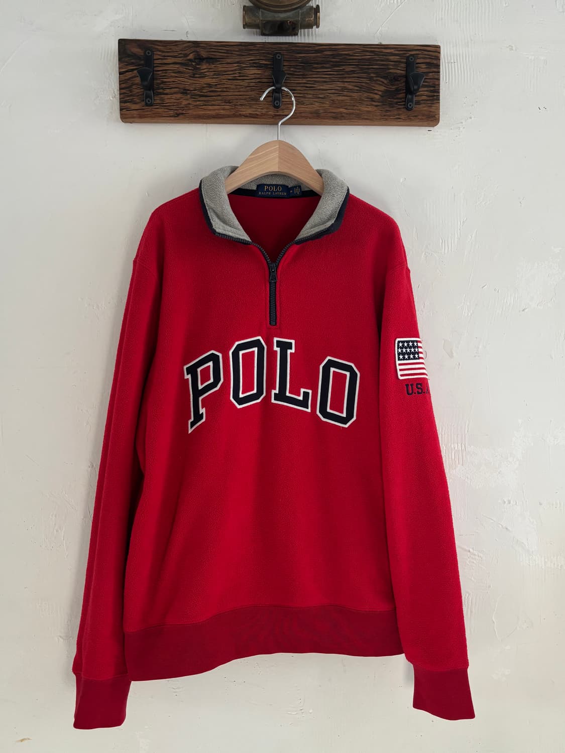 Polo 폴로 랄프로렌 신형 POLO 아치로고 레드컬러 플리스 상품이미지3