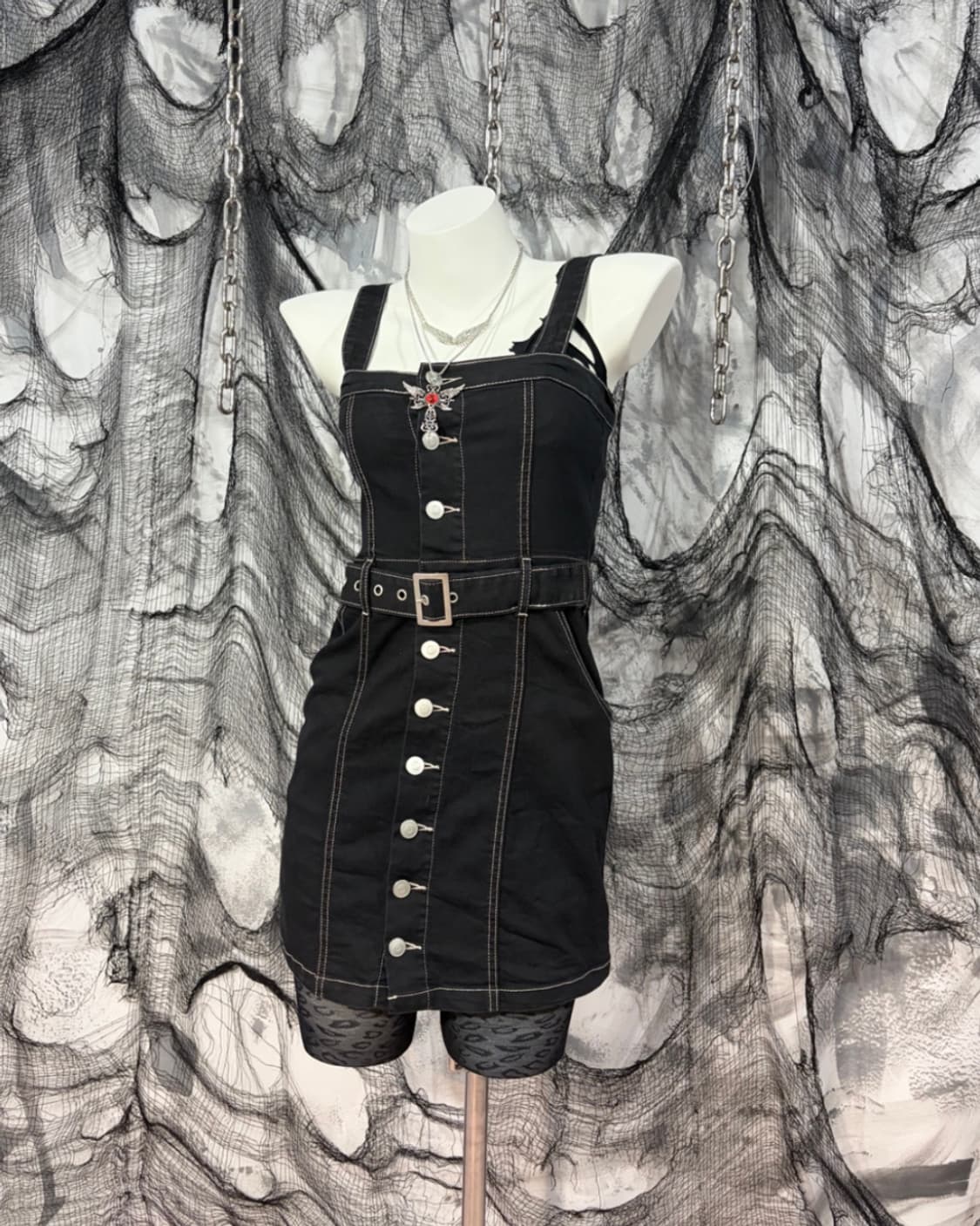 Y2K stitch belt one-piece 상품이미지2