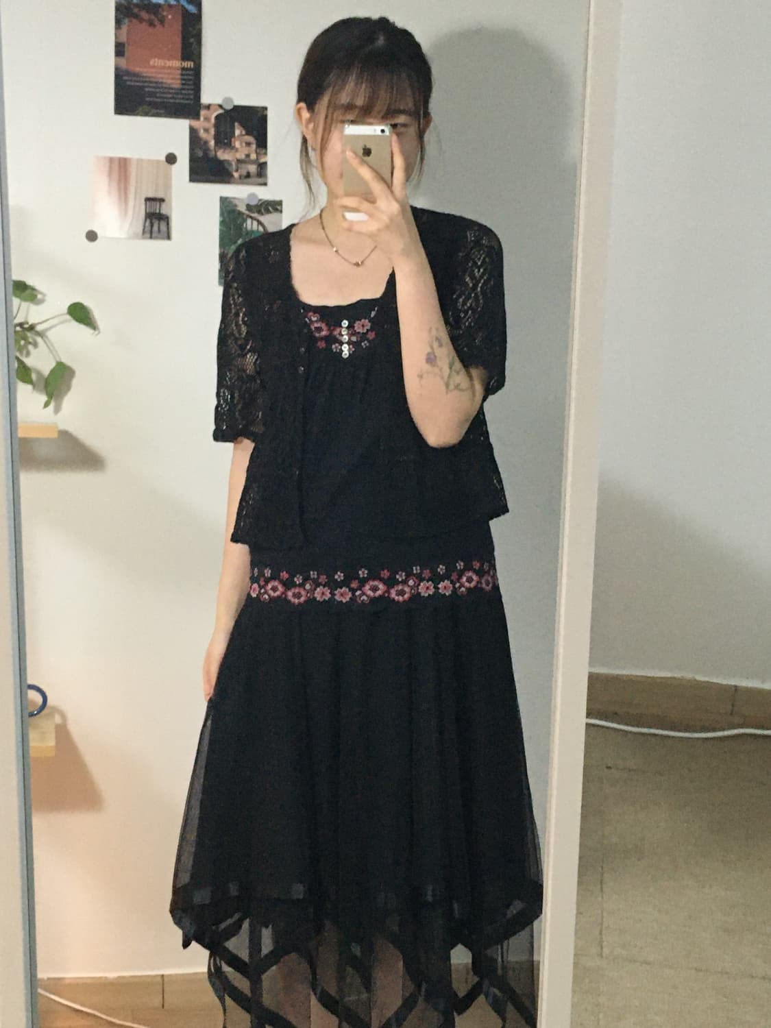 레이스가디건+빨간꽃나시+블랙요정드레스 상품이미지4