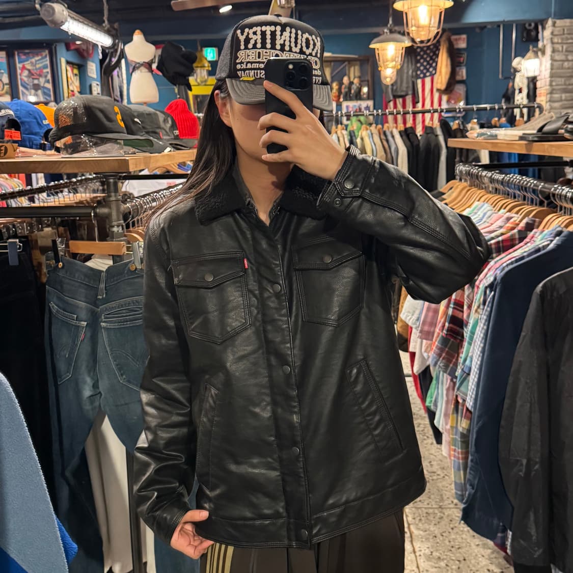 levis 리바이스 레더 뽀글이 자켓 상품이미지6