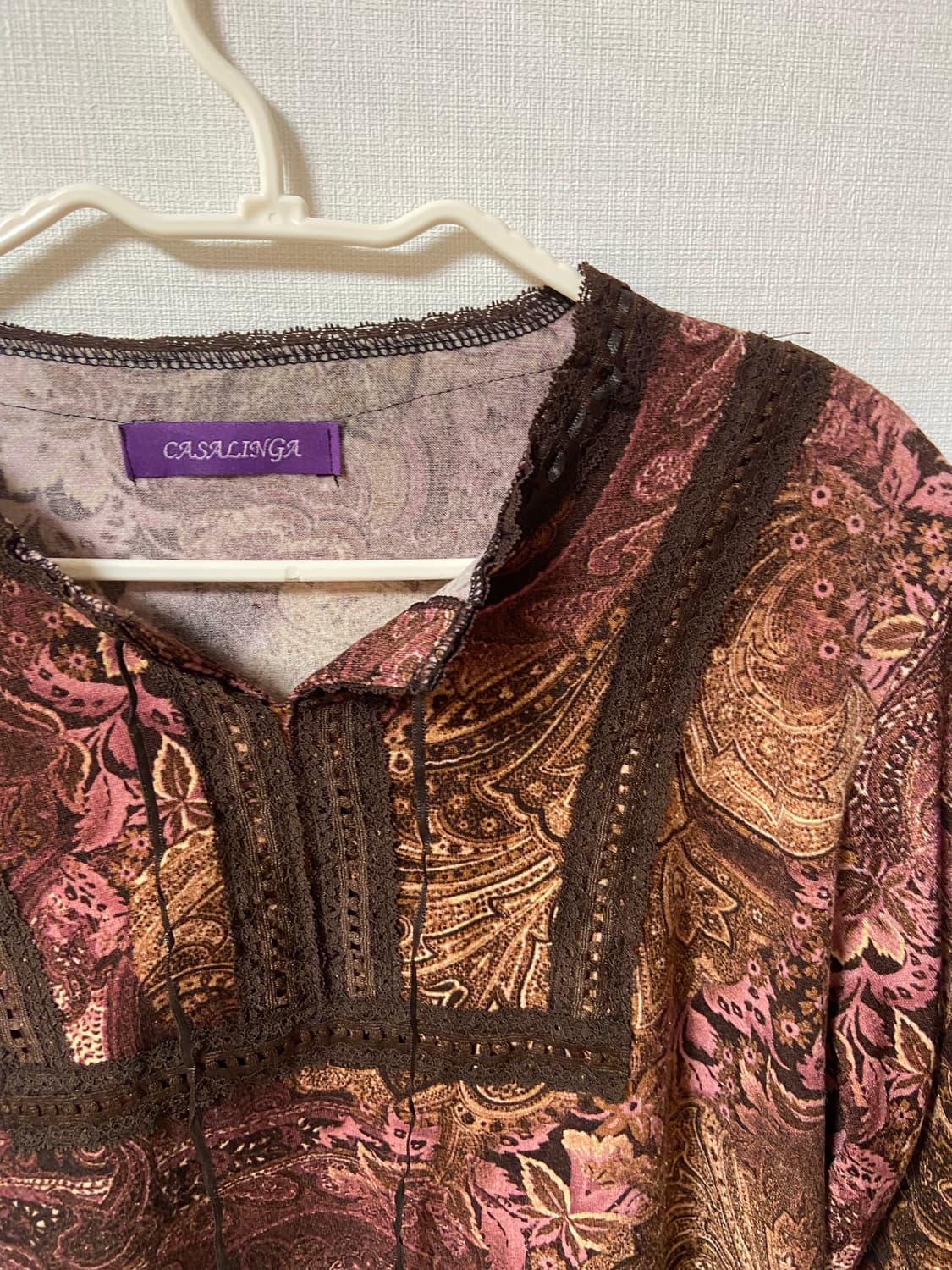 일본 빈티지 에스닉 보헤미안 페이즐리 패턴 블라우스 상품이미지3