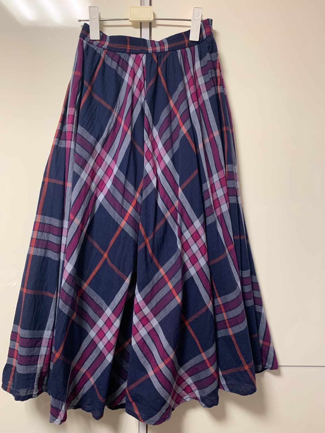 모리걸 일본빈티지 레이어드 체크 롱스커트 상품이미지3
