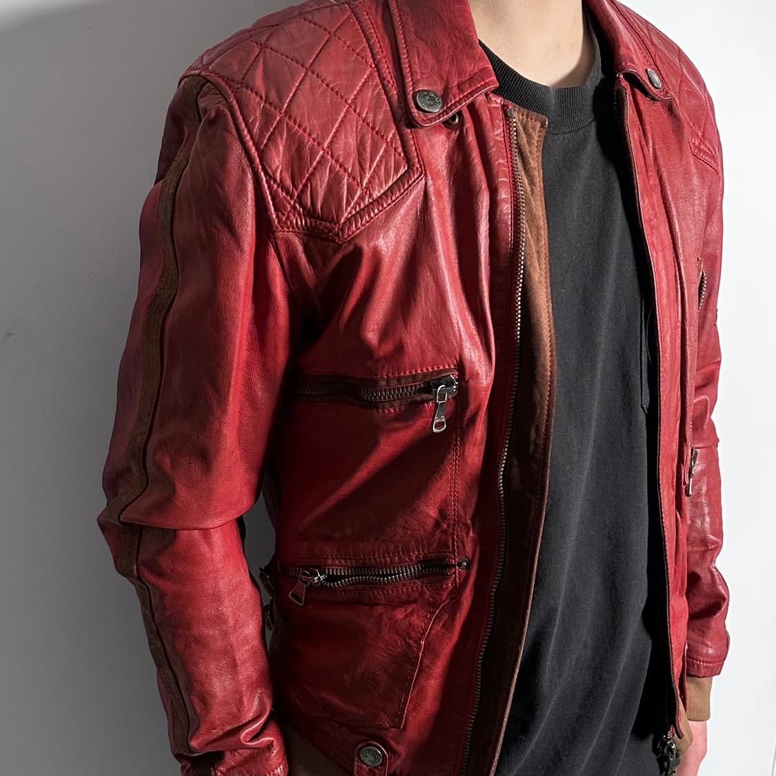 D&G 돌체앤가바나 리얼레더 스칼렛레드 라이더자켓 (on.565)   상품이미지2