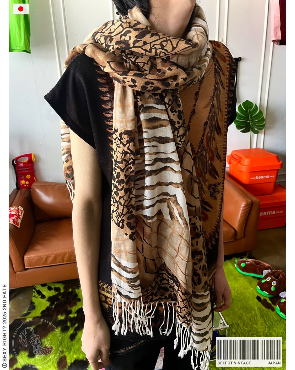 Jpn Vintage Animal Mixed Patten Scarf 상품이미지1
