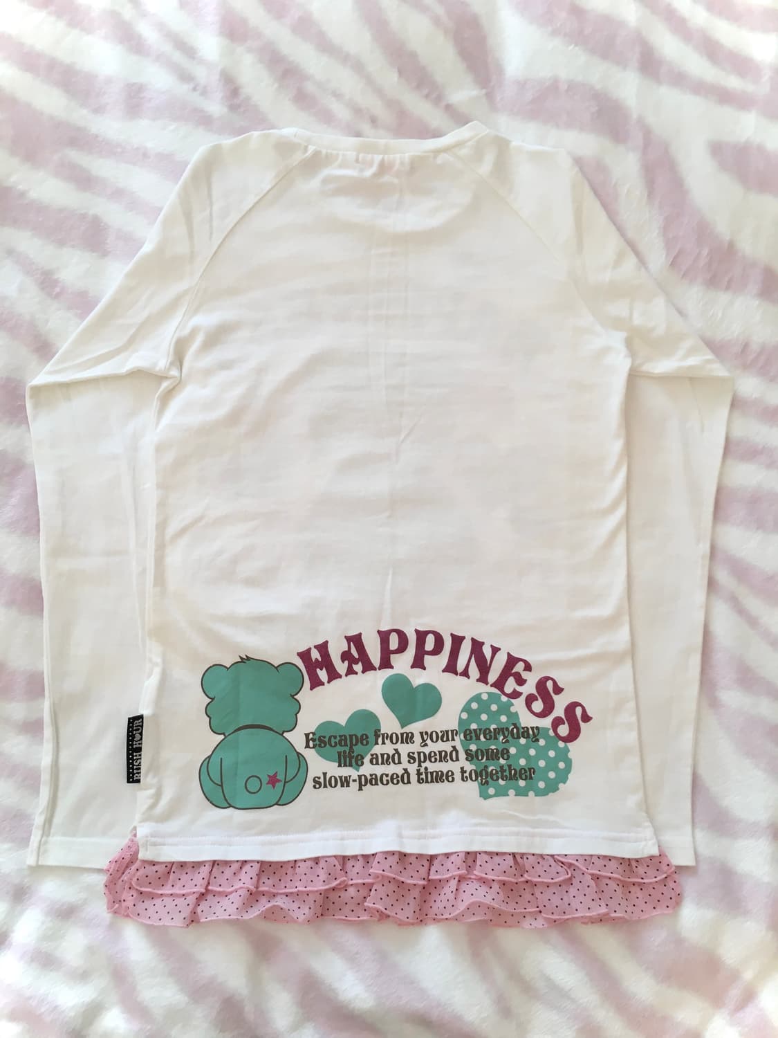 민트베어 도트하트 글리터 레터링 헤이세이 조지후쿠 팝갸루 롱슬리브 티셔츠 상품이미지6