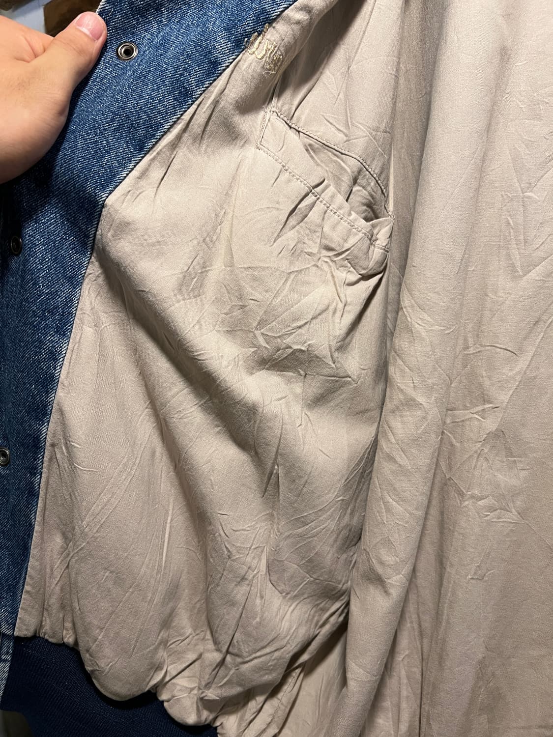 [M]90's USA 빈티지 아이보리 데님 바시티 자켓 상품이미지7